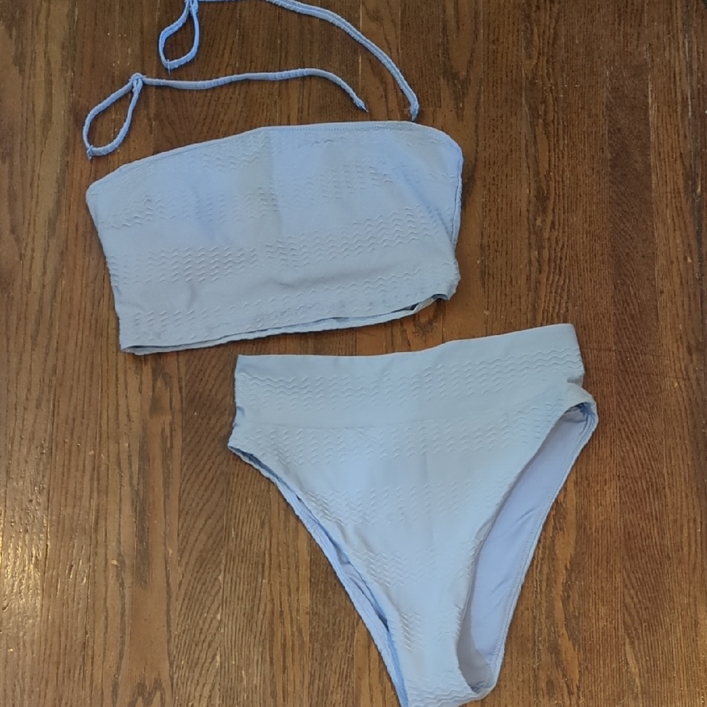 Aerie Sky Blue High Cut Cheeky Bikini